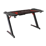 Gamvity Z-Shaped Gaming Desk with RGB Lighting, Carbon Fiber Surface, Headphone Hook & Cup Holder - 1200 × 600 mm