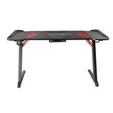 Gamvity Z-Shaped Gaming Desk with RGB Lighting, Carbon Fiber Surface, Headphone Hook & Cup Holder - 1200 × 600 mm