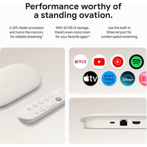 Google TV Streamer 4K HDR with 32GB Storage, Dolby Vision, Smart Home Control & Voice Remote - Porcelain