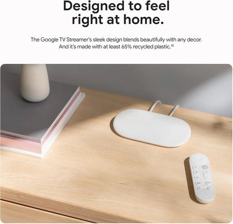 Google TV Streamer 4K HDR with 32GB Storage, Dolby Vision, Smart Home Control & Voice Remote - Porcelain
