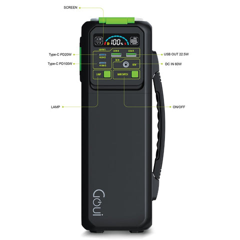 Goui, Beast Power Station 200W, with LED Flashlight – Black
