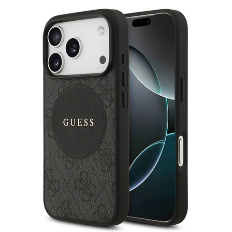 Guess, MagSafe 4G PU Leather Case with Round Patch & Classic Logo, iPhone 17 Pro