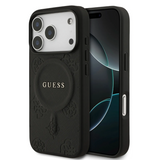Guess, MagSafe PU Leather Case with Classic Logo & Peony Hot Stamp Design, iPhone 17 Pro Max