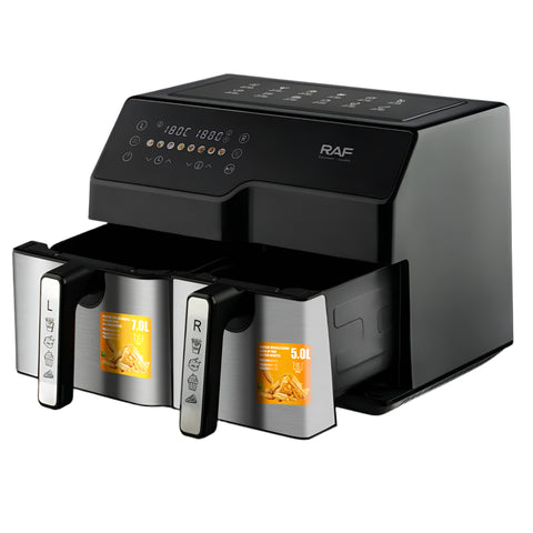 RAF 4.5L+ 4.5L Smart Double Pot Air Fryer with Intelligent Weighing and Express Heat System - 2200W