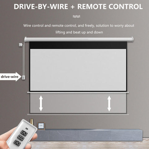 100-Inch Motorized Projector Screen Retractable Foldable Display with Remote Control, Matte White HD Viewing Screen