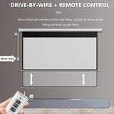 100-Inch Motorized Projector Screen Retractable Foldable Display with Remote Control, Matte White HD Viewing Screen