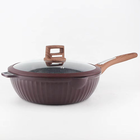 OSFE Granite Cookware Set 12 pcs (Pot 32, 28, 24, 20 cm, Pan 28 cm) with Free 2 Pcs of Utensil Tools