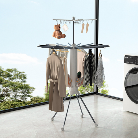 KKF, Premium Octopus Folding Clothes Drying Rack with Adjustable Multi-Layer Hangers, Aluminium Alloy Frame & Universal Wheels