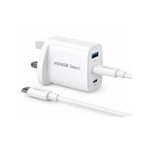 HONOR Select Power Adapter (65W, 3-Ports, GaN) PD With C-C Cable 2M - White