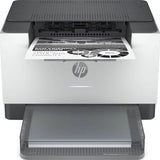 HP printer with a document on the paper tray against a white background