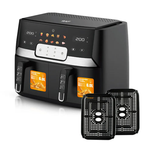 RAF 9L Dual-Basket Smart Air Fryer with 360° Air Circulation Technology - 1700W