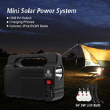 Easy Power Solar Lighting System with 3 LED Bulbs 3600mAh Battery Portable Solar Generator with USB Phone Charging Torch & Multi Output Cables Model