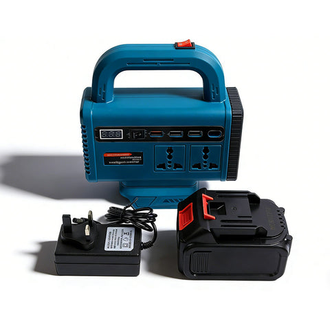 Compact 150W Portable Power Station with 68V Detachable Lithium Battery, Dual AC Outlets, 3 USB-A Ports