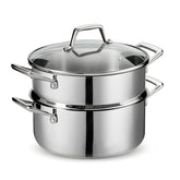 Osfe 28cm Stainless Steel Casserole with T-Glass Lid & Steamer Basket