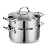 Osfe 28cm Stainless Steel Casserole with T-Glass Lid & Steamer Basket