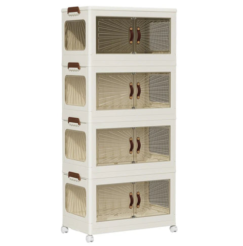 Home Kid Clothes Toy Organizer Folding Plastic Storage Box Cabinet 4 Drawer Cabinet - Size (60x34.5x124CM)