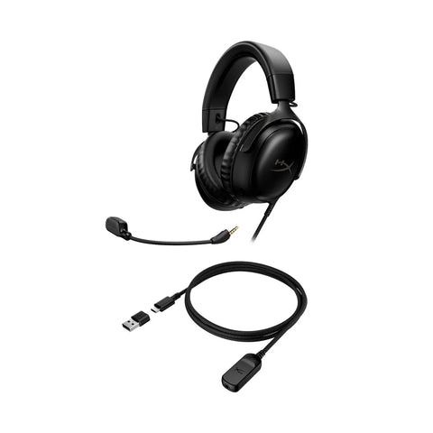 HyperX Cloud III Gaming Headset with 53MM Drivers, Detachable Noise-Canceling Microphone & Multi-Platform Compatibility - Black