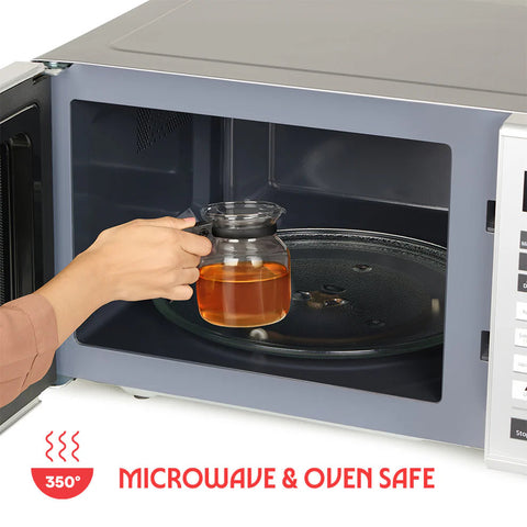 Borosil Vision Borosilicate Glass Carafe with Inbuilt Strainer, Flameproof Microwave Safe Tea Coffee Server