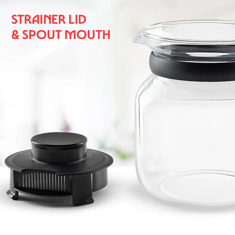 Borosil Vision Borosilicate Glass Carafe with Inbuilt Strainer, Flameproof Microwave Safe Tea Coffee Server