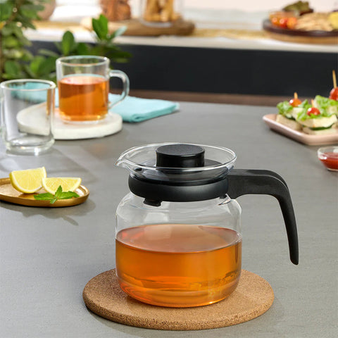 Borosil Vision Borosilicate Glass Carafe with Inbuilt Strainer, Flameproof Microwave Safe Tea Coffee Server