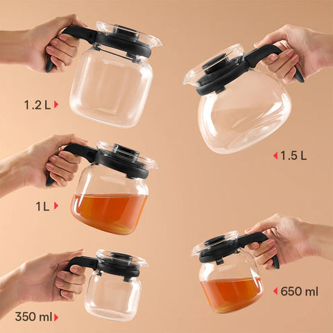 Borosil Vision Borosilicate Glass Carafe with Inbuilt Strainer, Flameproof Microwave Safe Tea Coffee Server
