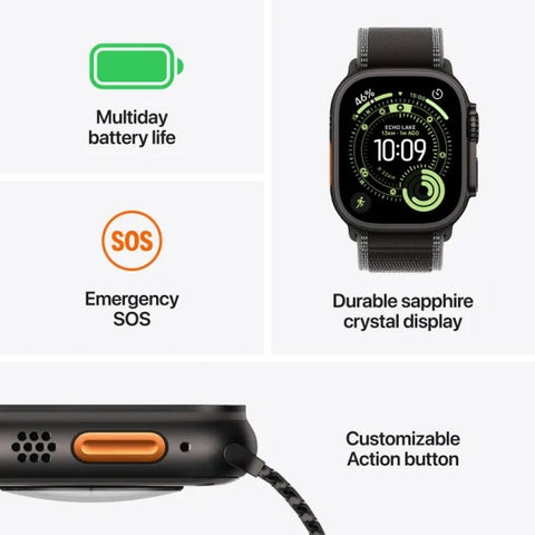Apple Watch Ultra 3 GPS + Cellular 49mm Black Titanium Case with Black Alpine Loop