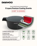 Daewoo 28 cm Shallow Granite Casserole with Lid - Black/Gray