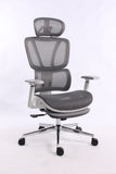 Black Bull Ergonomic Mesh Gaming & Office Chair with Footrest - White & Gray