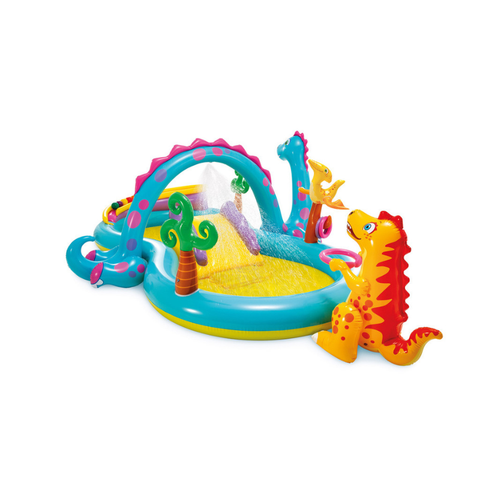 Intex Dinoland Inflatable Play Center with Slide, Kids Water Play Pool with Games