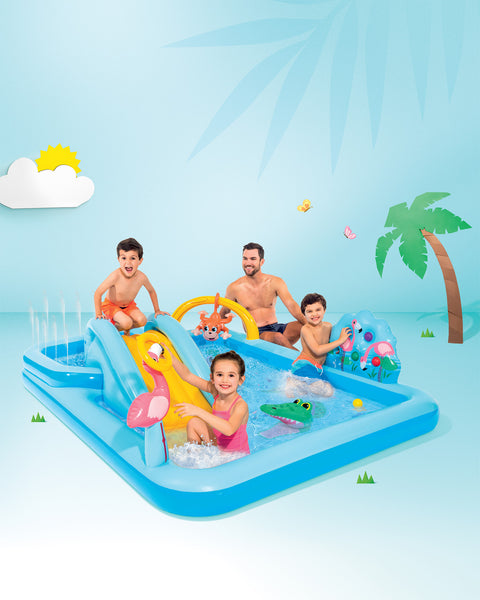 Intex Jungle Adventure Inflatable Play Center with Slide, Dual Pool Kids Water Play Set