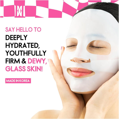 Korean ELLE Deep Collagen Color Changing Mask β Anti-Aging, Hydrating & Firming Mask with Collagen, Peptides & Centella β Long-Wear 2-3 Hour or Overnight treatment mask for Radiant Youthful Skin- 4 Packs