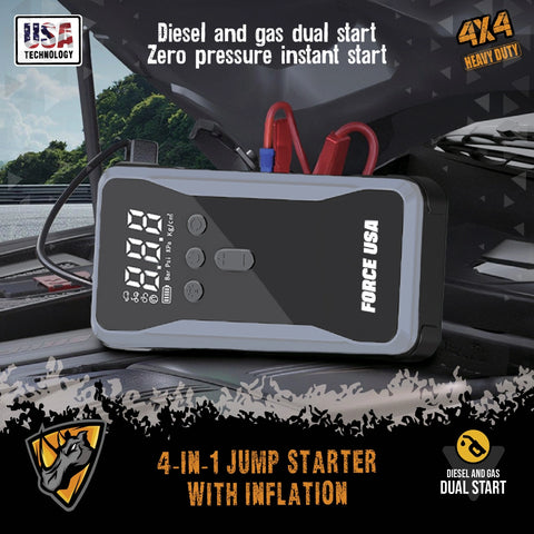 BSON Force USA JS007 4-in-1 Jump Starter with Air Pump & LED Light