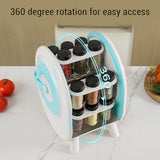 KKF, 360° Rotating Spice Rack Organizer with 18 Bottles, ABS Space-Saving Kitchen Countertop Storage