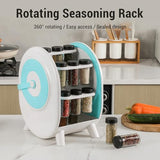 KKF, 360° Rotating Spice Rack Organizer with 18 Bottles, ABS Space-Saving Kitchen Countertop Storage