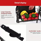 KKF, Foldable 3-in-1 Walker with Seat & Shopping Basket, Height Adjustable Rollator with Dual Handbrake & Reinforced Frame