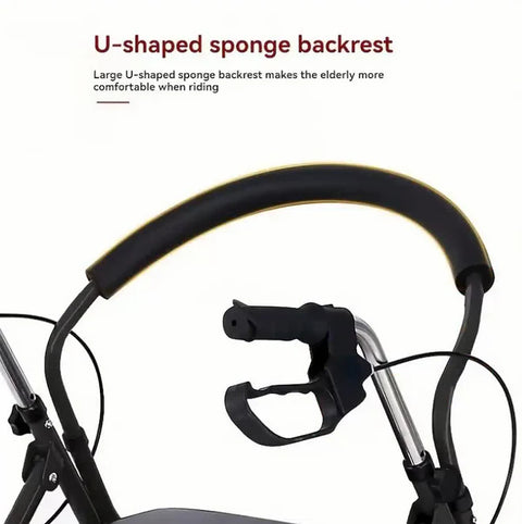 KKF, Foldable 3-in-1 Walker with Seat & Shopping Basket, Height Adjustable Rollator with Dual Handbrake & Reinforced Frame