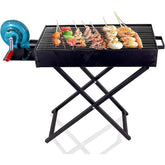 KKF Large Portable & Foldable Charcoal Barbecue Grill with Manual Blower - 90 × 30 cm