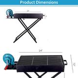 KKF Large Portable & Foldable Charcoal Barbecue Grill with Manual Blower - 90 × 30 cm