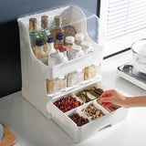 KKF, Multifunctional Kitchen Spice Organizer Rack with Dustproof Lid & Condiment Containers