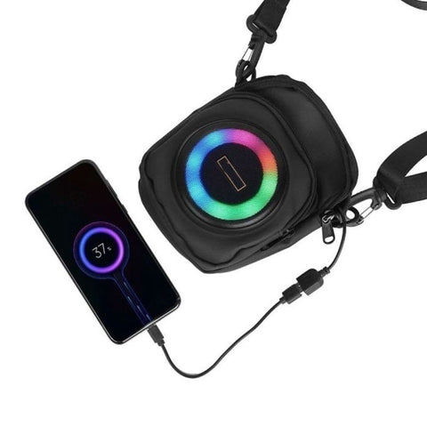 KKF, Multifunctional Shoulder Bag with 8W Bluetooth 5.4 Speaker, 4 Inch Woofer, TWS, FM, USB & TF Playback, 2500mAh Battery (19×13×8 cm)