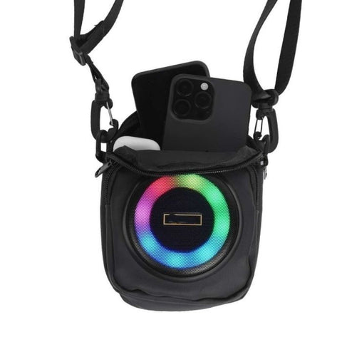 KKF, Multifunctional Shoulder Bag with 8W Bluetooth 5.4 Speaker, 4 Inch Woofer, TWS, FM, USB & TF Playback, 2500mAh Battery (19×13×8 cm)