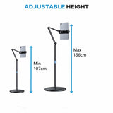 KKF, Multifunctional Telescopic Mobile & Tablet Stand with 3-Axis Carbon Steel Arm, 1.7m Adjustable Floor Stand