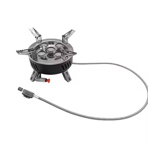 KKF Portable 5-Burner Camping Gas Stove with Windproof, Folding Design & Storage Bag - 11000W