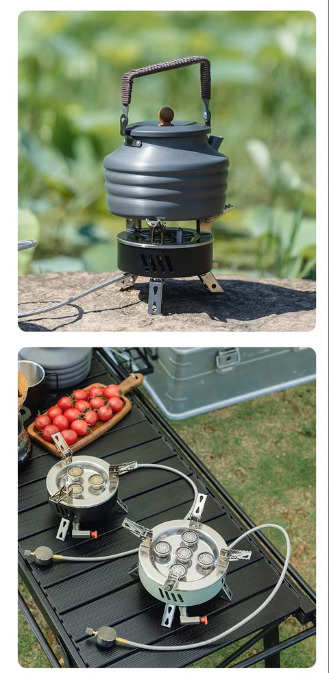 KKF Portable 5-Burner Camping Gas Stove with Windproof, Folding Design & Storage Bag - 11000W