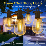 KKF Solar Powered 6.5M Flame Effect String Lights with Meteor Shower Flicker & IP44 Weather Resistance