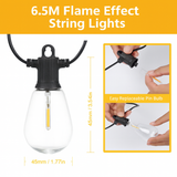 KKF Solar Powered 6.5M Flame Effect String Lights with Meteor Shower Flicker & IP44 Weather Resistance