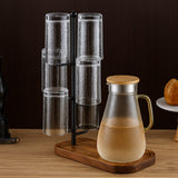 KKF, Vertical Glass Drying Stand with Wooden Tray Base, 42cm Freestanding Metal Drinkware Organizer