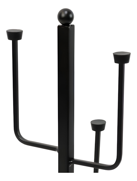 KKF, Vertical Glass Holder Stand with Wooden Base, 42cm Freestanding Metal Countertop Glass Organizer