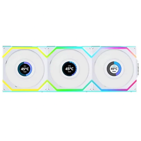 LIAN LI, UNI FAN SL Wireless LCD 120mm ARGB Case Fans with 1.6” LCD Screen (3 Pack) - White