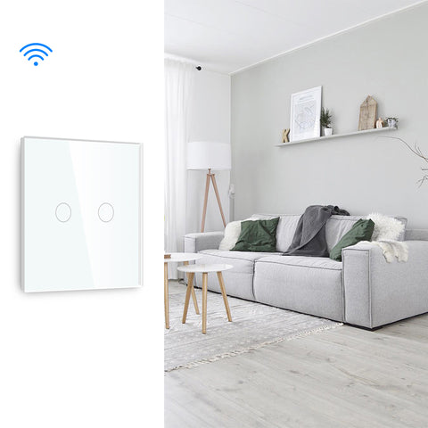 Gopeta, 2-Gang Smart Wi-Fi Touch Switch 600W with Glass Panel